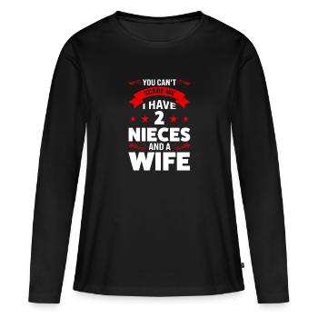 Oncle 2 Nièces Oncle 2 Nièces Cadeau - T-shirt manches longues Premium bio Femme - noir - Devant - Julia (174cm)