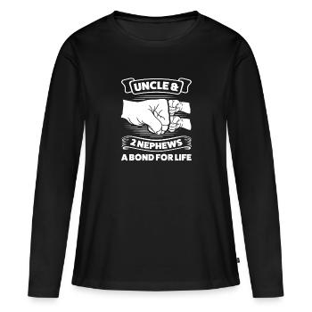 Oncle & 2 Neveux Oncle 2 Neveux Cadeau - T-shirt manches longues Premium bio Femme - noir - Devant - Julia (174cm)