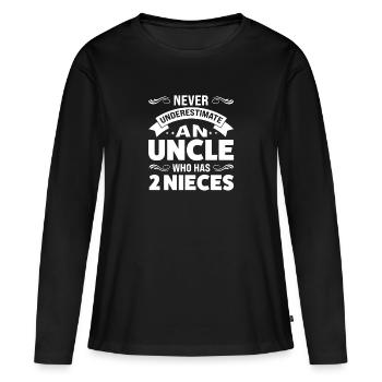 Oncle 2 Nièces Oncle 2 Nièces Cadeau - T-shirt manches longues Premium bio Femme - noir - Devant - Julia (174cm)