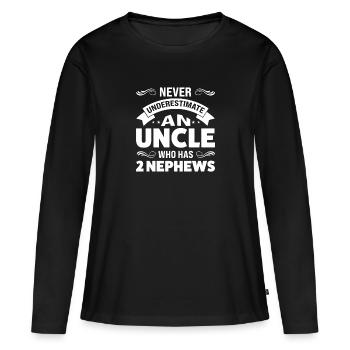 Oncle 2 Neveux Oncle 2 Neveux Cadeau - T-shirt manches longues Premium bio Femme - noir - Devant - Julia (174cm)