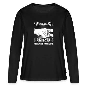 Oncle & 2 Nièces Oncle 2 Nièces Cadeau - T-shirt manches longues Premium bio Femme - noir - Devant - Julia (174cm)