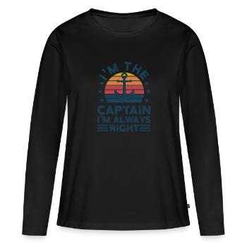 Capitaine Capitaine Cadeau de navigation de plaisance - T-shirt manches longues Premium bio Femme - noir - Devant - Julia (174cm)