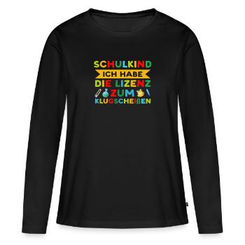 Schulkind Schulanfang Schulanfänger Geschenk - Frauen Premium Bio Langarmshirt - Schwarz - Vorne - Julia (174cm)