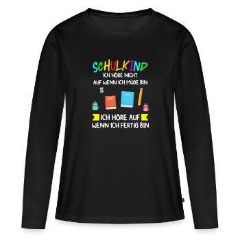 Schulkind Schulanfang Schulanfänger Geschenk - Frauen Premium Bio Langarmshirt - Schwarz - Vorne - Julia (174cm)