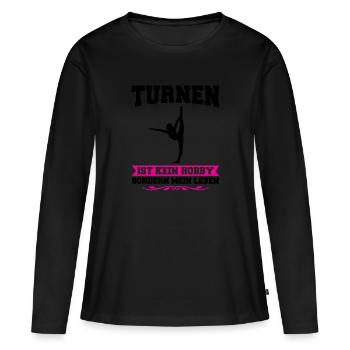 Turnen Mädchen Bodenturnen Geschenk - Frauen Premium Bio Langarmshirt - Schwarz - Vorne - Julia (174cm)