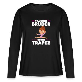 Turnen Mädchen Bodenturnen Geschenk - Frauen Premium Bio Langarmshirt - Schwarz - Vorne - Julia (174cm)