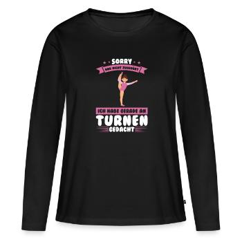 Turnen Mädchen Bodenturnen Geschenk - Frauen Premium Bio Langarmshirt - Schwarz - Vorne - Julia (174cm)