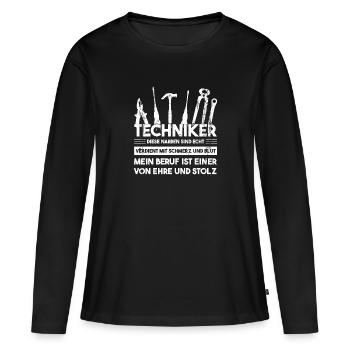 Techniker Beruf Technik Geschenk - Frauen Premium Bio Langarmshirt - Schwarz - Vorne - Julia (174cm)
