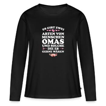 Oma Großmutter Großmütter Geschenk - Frauen Premium Bio Langarmshirt - Schwarz - Vorne - Julia (174cm)