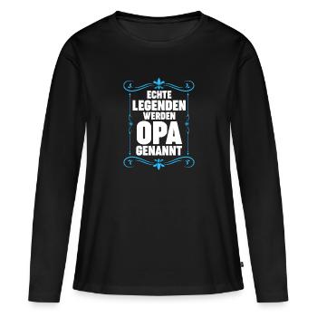 Opa Großvater Großväter Geschenk - Frauen Premium Bio Langarmshirt - Schwarz - Vorne - Julia (174cm)