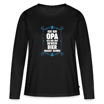 Opa Großvater Großväter Geschenk - Frauen Premium Bio Langarmshirt - Schwarz - Vorne - Julia (174cm)