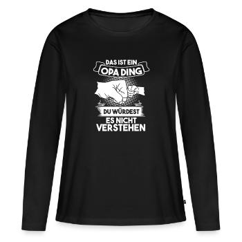 Opa Großvater Großväter Geschenk - Frauen Premium Bio Langarmshirt - Schwarz - Vorne - Julia (174cm)