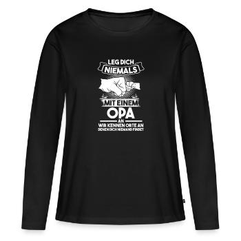 Opa Großvater Großvater Geschenk - Frauen Premium Bio Langarmshirt - Schwarz - Vorne - Julia (174cm)