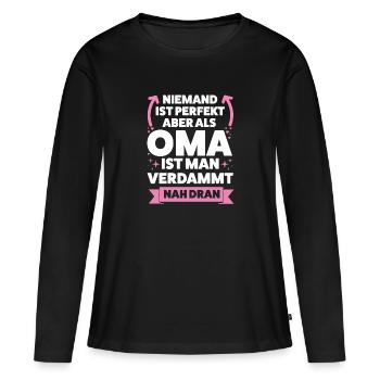 Oma Großmutter Großmütter Geschenk - Frauen Premium Bio Langarmshirt - Schwarz - Vorne - Julia (174cm)