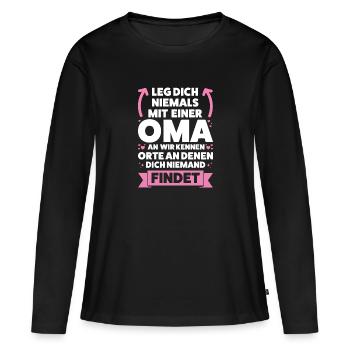 Oma Großmutter Großmütter Geschenk - Frauen Premium Bio Langarmshirt - Schwarz - Vorne - Julia (174cm)