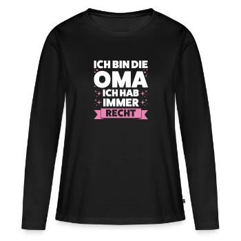 Oma Großmutter Großmütter Geschenk - Frauen Premium Bio Langarmshirt - Schwarz - Vorne - Julia (174cm)