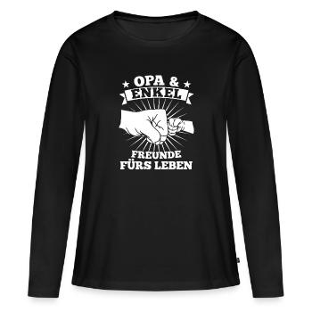 Opa & Enkel Familie Enkel Geschenk - Frauen Premium Bio Langarmshirt - Schwarz - Vorne - Julia (174cm)