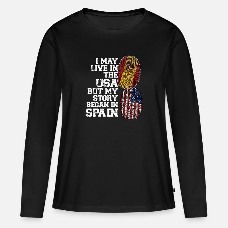 Spanisch Spanien Spanische Wurzeln Geschenk - Frauen Premium Bio Langarmshirt - Schwarz