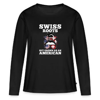 Schweizer Schweizer Schweiz Geschenk - Frauen Premium Bio Langarmshirt - Schwarz - Vorne - Julia (174cm)