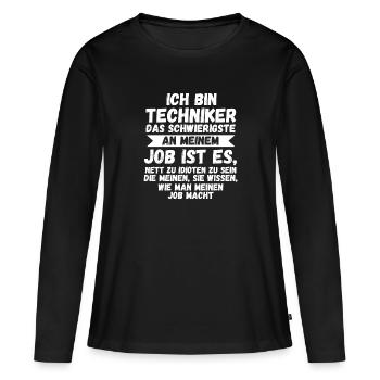 Techniker Beruf Technik Geschenk - Frauen Premium Bio Langarmshirt - Schwarz - Vorne - Julia (174cm)