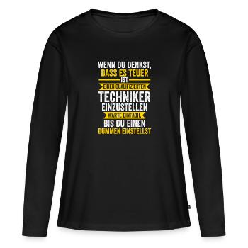 Techniker Beruf Technik Geschenk - Frauen Premium Bio Langarmshirt - Schwarz - Vorne - Julia (174cm)