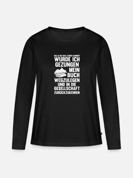 Lesen Bücher Buch Geschenk - Frauen Premium Bio Langarmshirt - Schwarz