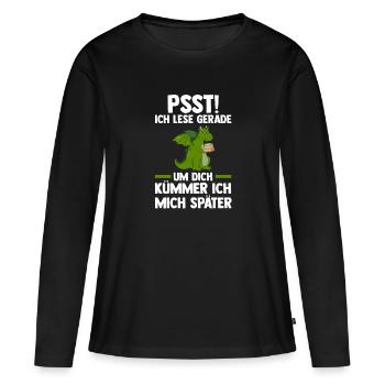 Drachen Bücher Buch Geschenk - Frauen Premium Bio Langarmshirt - Schwarz - Vorne - Julia (174cm)