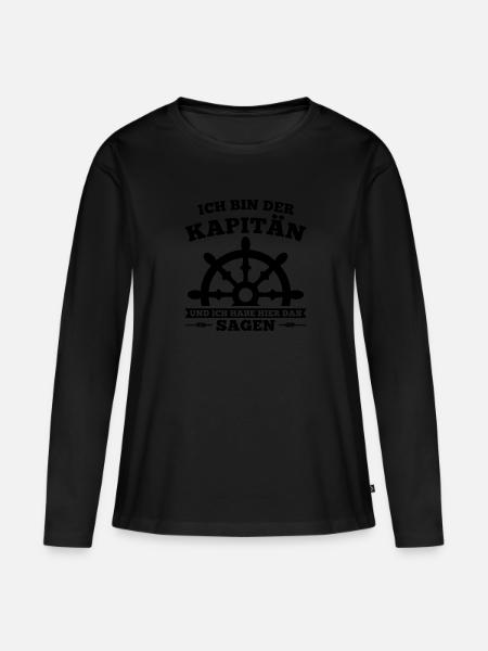 Boot Kapitän booten Geschenk - Frauen Premium Bio Langarmshirt - Schwarz