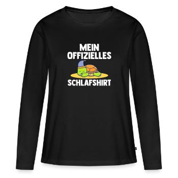 Schlafshirt Schildkröte Schlafanzug Geschenk - Frauen Premium Bio Langarmshirt - Schwarz - Vorne - Julia (174cm)