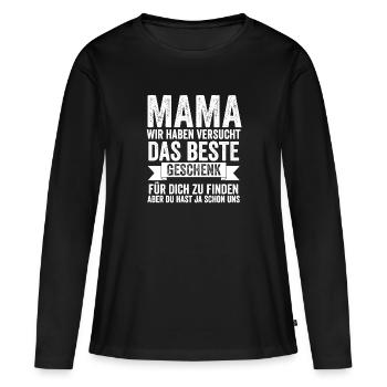 Mama Familie Mutter Geschenk - Frauen Premium Bio Langarmshirt - Schwarz - Vorne - Julia (174cm)