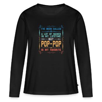 pop-pop Vatertag pop-pop Geschenk - Frauen Premium Bio Langarmshirt - Schwarz - Vorne - Julia (174cm)