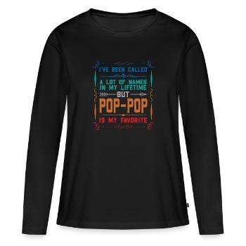 pop-pop Vatertag pop-pop Geschenk - Frauen Premium Bio Langarmshirt - Schwarz - Vorne - Julia (174cm)