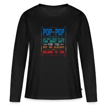 pop-pop Vatertag pop-pop Geschenk - Frauen Premium Bio Langarmshirt - Schwarz - Vorne - Julia (174cm)
