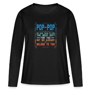 pop-pop Vatertag pop-pop Geschenk - Frauen Premium Bio Langarmshirt - Schwarz - Vorne - Julia (174cm)