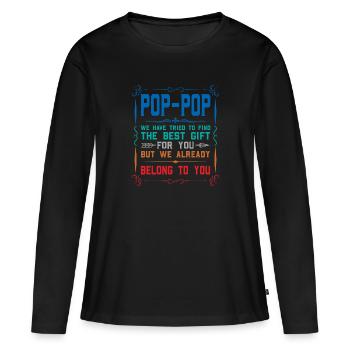 pop-pop Vatertag pop-pop Geschenk - Frauen Premium Bio Langarmshirt - Schwarz - Vorne - Julia (174cm)