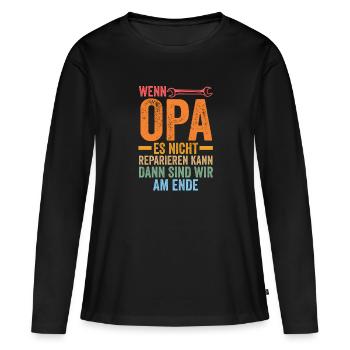 Opa Großvater Großväter Geschenk - Frauen Premium Bio Langarmshirt - Schwarz - Vorne - Julia (174cm)