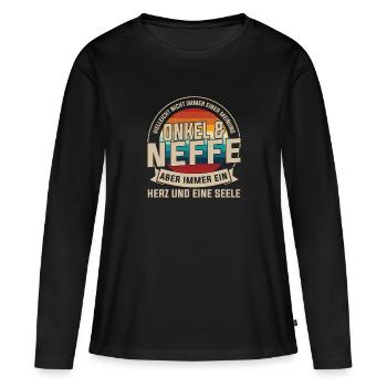 Onkel & Neffe Familie Neffe Geschenk - Frauen Premium Bio Langarmshirt - Schwarz - Vorne - Julia (174cm)