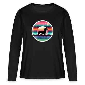 Dackel - Frauen Premium Bio Langarmshirt - Schwarz - Vorne - Julia (174cm)