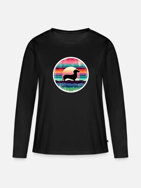 Dackel - Frauen Premium Bio Langarmshirt - Schwarz