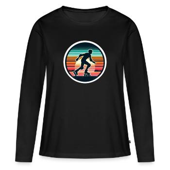 Roller - T-shirt manches longues Premium bio Femme - noir - Devant - Julia (174cm)