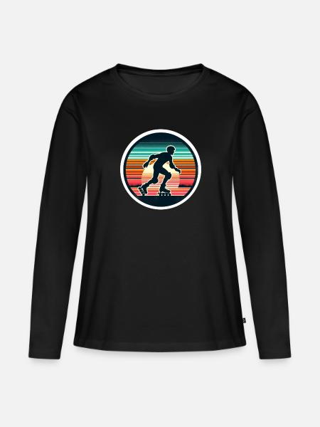 Inline Skating - Frauen Premium Bio Langarmshirt - Schwarz