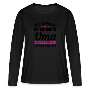 Oma Mutter Tag Omi Geschenk - Frauen Premium Bio Langarmshirt - Schwarz - Vorne - Julia (174cm)