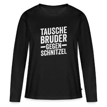 Schnitzel Wiener Wiener Schnitzel Geschenk - Frauen Premium Bio Langarmshirt - Schwarz - Vorne - Julia (174cm)