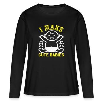Fête des pères papa papa papa papa - T-shirt manches longues Premium bio Femme - noir - Devant - Julia (174cm)