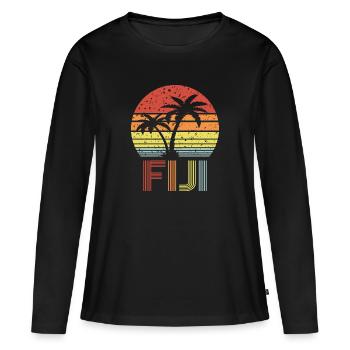 Fidji - T-shirt manches longues Premium bio Femme - noir - Devant - Julia (174cm)