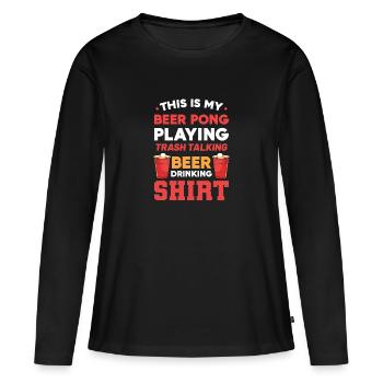 Beer Pong Beer Pong - T-shirt manches longues Premium bio Femme - noir - Devant - Julia (174cm)