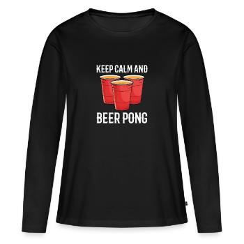 Beer Pong Beer Pong - T-shirt manches longues Premium bio Femme - noir - Devant - Julia (174cm)