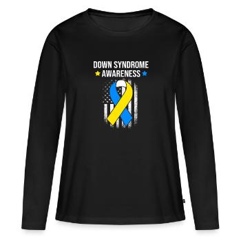 Down Syndrom - Frauen Premium Bio Langarmshirt - Schwarz - Vorne - Julia (174cm)