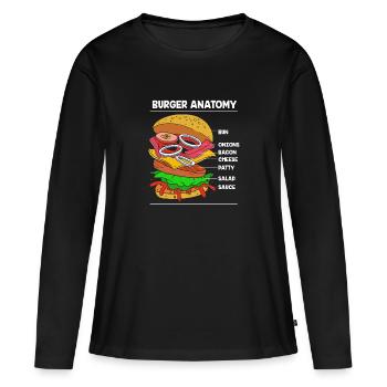 Anatomie du cheeseburger - T-shirt manches longues Premium bio Femme - noir - Devant - Julia (174cm)