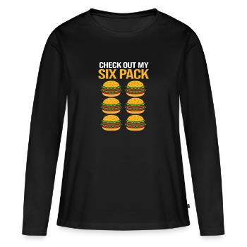 Cheeseburger Paquet de six - T-shirt manches longues Premium bio Femme - noir - Devant - Julia (174cm)